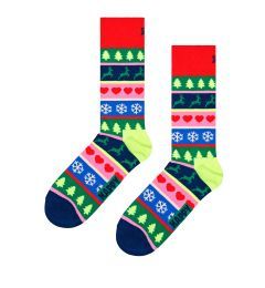 P000265 Christmas Stripe Sock ΚΑΛΤΣΑ ΜΕΣΑΙΑ HAPPY SOCKS