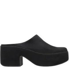 E5O-090 PLATFFORM HEEL MULE - ALL OVER SUEDE MULE FIT FLOP