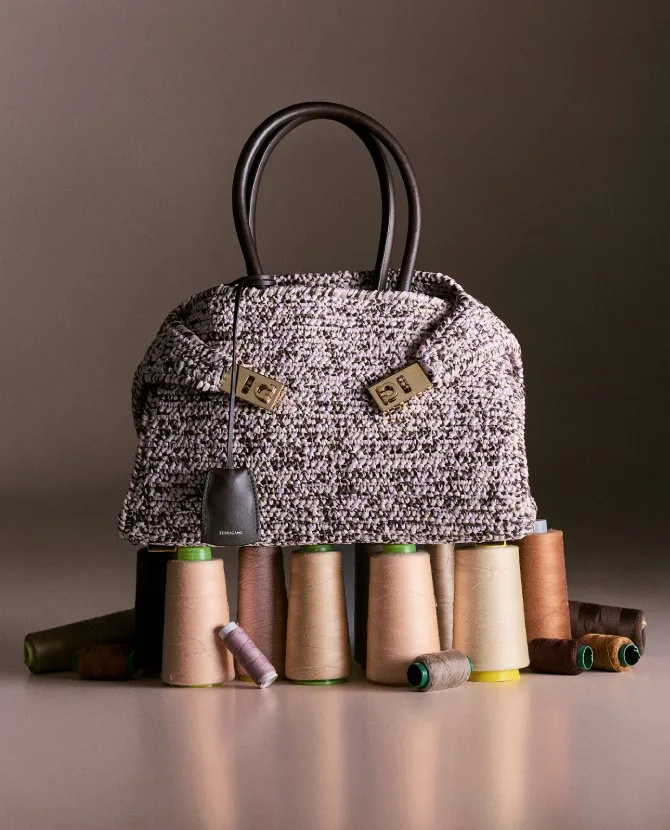 <strong>Kalogirou Exclusive:</strong>Discover the Ferragamo Hug Bag, reimagined in an exclusive design created especially for Kalogirou—a refined collector’s piece defined by timeless