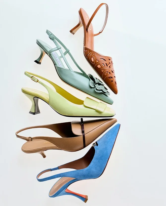 <strong>THE SLINGBACK EDIT</strong>From timeless classics to statement silhouettes, discover the season's most coveted slingbacks designed to elevate every look.
